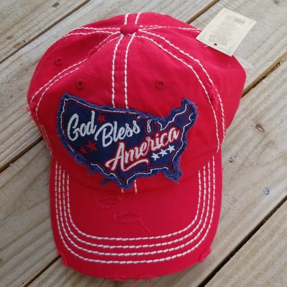 kbethos Vintage Accessories - NWT KBethos Vintage DistressGod Bless America Cap
